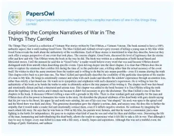 Essay on Exploring the Complex Narratives of War in ‘The Things they Carried’