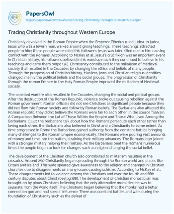 Essay on Tracing Christianity Throughout Western Europe