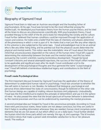 Essay on Biography of Sigmund Freud