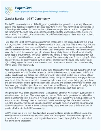 Essay on The Ongoing Struggle and Progress of the LGBT Community