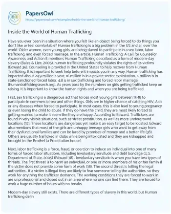 Essay on The Complexities of Human Trafficking