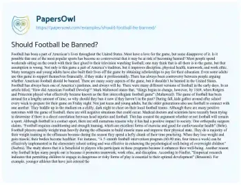 Essay on Should Football be Banned?