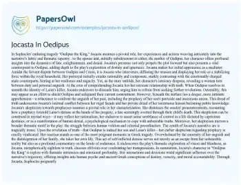 Essay on Jocasta in Oedipus