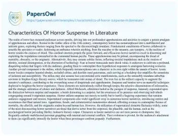 Essay on Characteristics of Horror Suspense in Literature