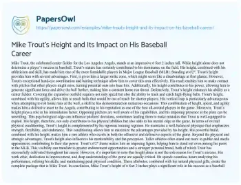 Essay on Mike Trout’s Height and its Impact on his Baseball Career