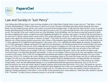 Essay on Law and Society in “Just Mercy”