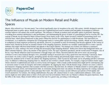 Essay on The Influence of Muzak on Modern Retail and Public Spaces