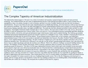 Essay on The Complex Tapestry of American Industrialization