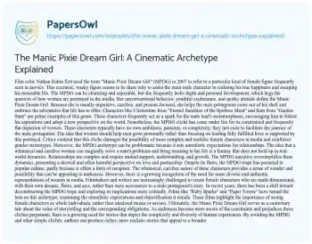 Essay on The Manic Pixie Dream Girl: a Cinematic Archetype Explained