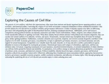 Essay on Exploring the Causes of Civil War