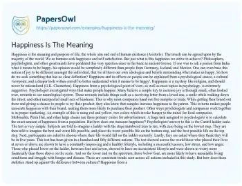 Essay on Happiness is the Meaning