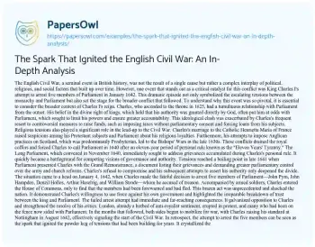 Essay on The Spark that Ignited the English Civil War: an In-Depth Analysis