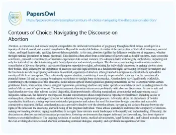 Essay on Contours of Choice: Navigating the Discourse on Abortion