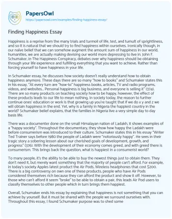 Essay on Finding Happiness Essay