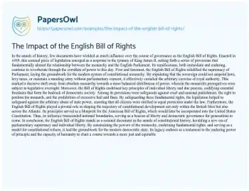 Essay on The Impact of the English Bill of Rights