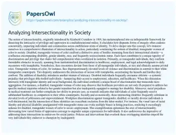 Essay on Analyzing Intersectionality in Society