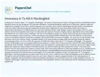 Essay on Innocence in to Kill a Mockingbird