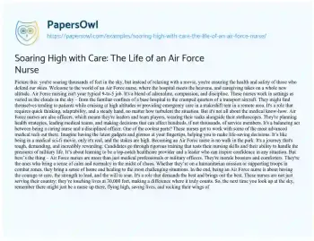 Essay on Soaring High with Care: the Life of an Air Force Nurse