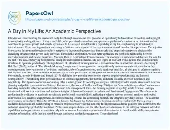 Essay on A Day in my Life: an Academic Perspective