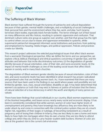 Essay on The Suffering of Black Women