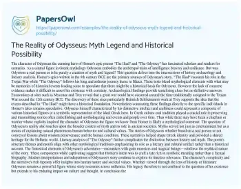 Essay on The Reality of Odysseus: Myth Legend and Historical Possibility