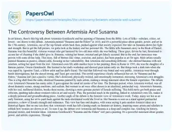 Essay on The Controversy between Artemisia and Susanna