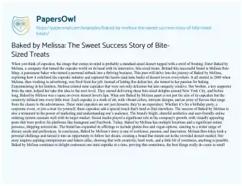 Essay on Baked by Melissa: the Sweet Success Story of Bite-Sized Treats