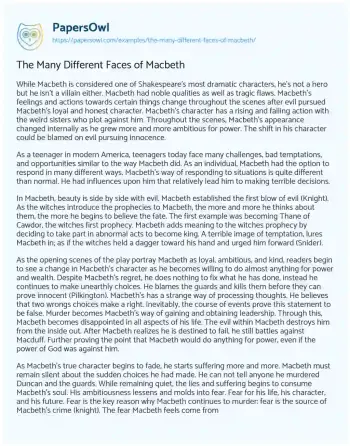 Essay on The Many Different Faces of Macbeth