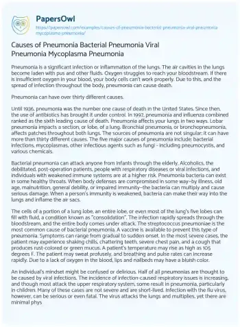 Essay on Causes of Pneumonia Bacterial Pneumonia Viral Pneumonia Mycoplasma Pneumonia