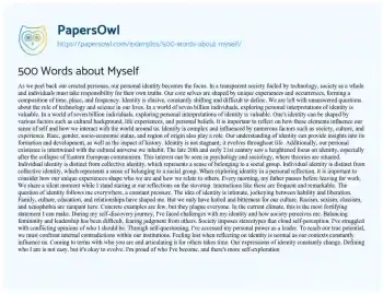 Essay on 500 Words about myself