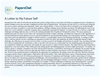 Essay on A Letter to my Future Self