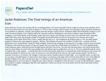 Essay on Jackie Robinson: the Final Innings of an American Icon