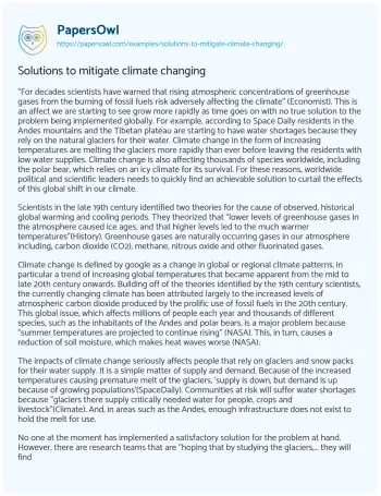 Essay on Solutions to Mitigate Climate Changing