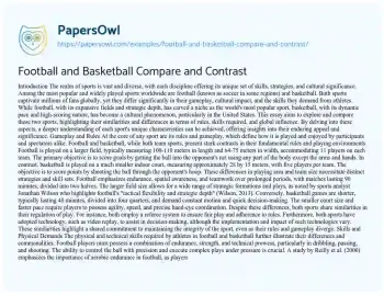 Essay on Football and Basketball Compare and Contrast