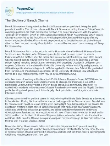 Essay on The Election of Barack Obama