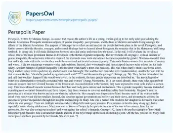 Essay on Persepolis Paper