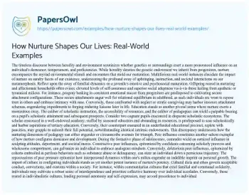 Essay on How Nurture Shapes our Lives: Real-World Examples