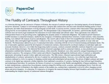 Essay on The Fluidity of Contracts Throughout History