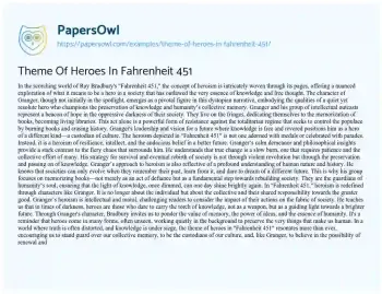 Essay on Theme of Heroes in Fahrenheit 451