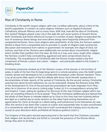 Essay on Rise of Christianity in Rome