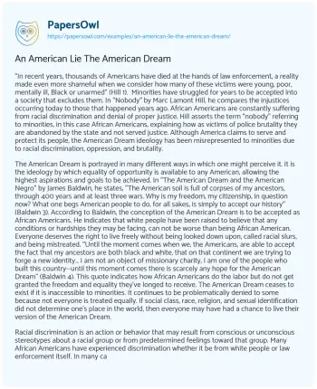 Essay on An American Lie the American Dream