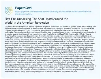 Essay on First Fire: Unpacking ‘The Shot Heard Around the World’ in the American Revolution