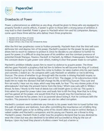 Essay on Drawbacks of Power