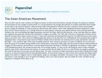 Essay on The Asian American Movement