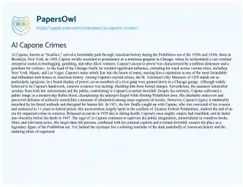 Essay on Al Capone Crimes