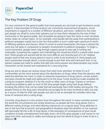 Essay on The Key Problem of Drugs