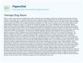 Essay on The Effect of Drugs on Youth