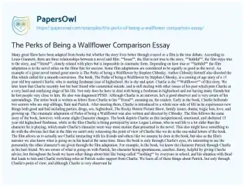 Essay on The Perks of being a Wallflower Comparison Essay