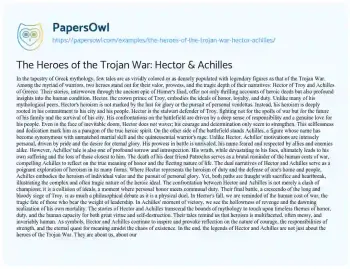 Essay on The Heroes of the Trojan War: Hector & Achilles