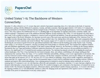 Essay on United States’ I-15: the Backbone of Western Connectivity